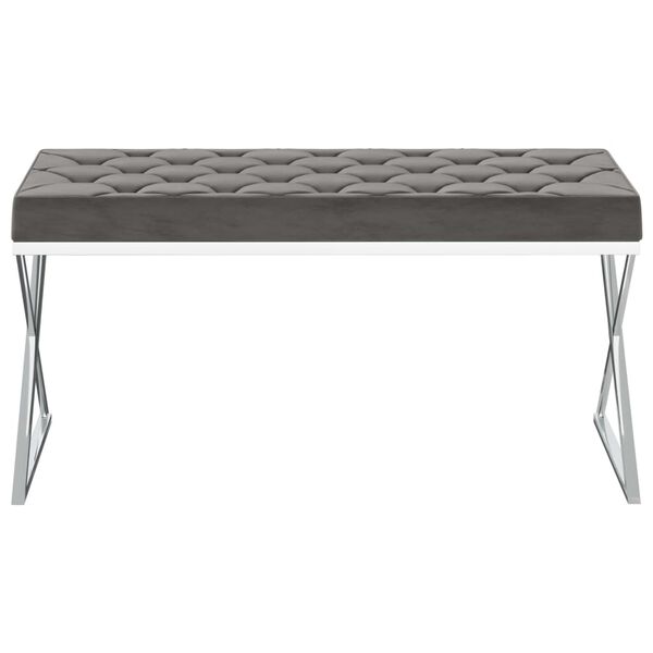 vidaXL Banco de acero inoxidable y terciopelo gris 97 cm