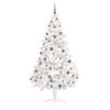 vidaXL Medio &aacute;rbol de Navidad con luces y bolas blanco 180 cm