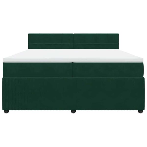 vidaXL Cama box spring con colch&oacute;n terciopelo verde oscuro 200x200 cm