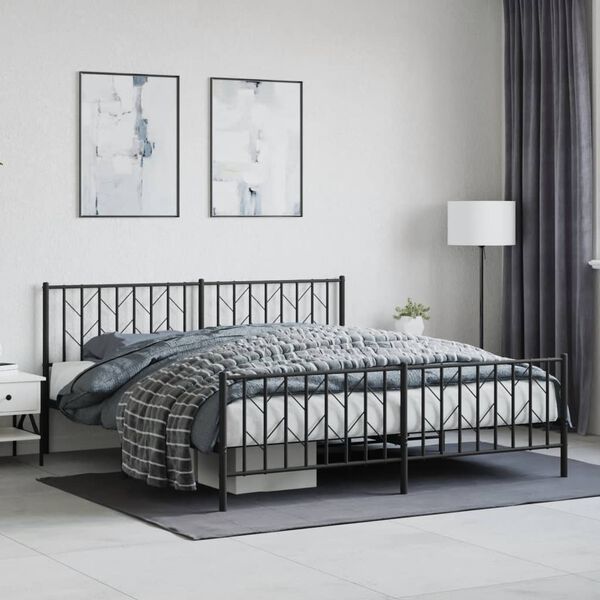 vidaXL Estructura cama sin colchón con estribo metal negro 183x213 cm
