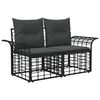 vidaXL Loveseat de exterior 2 pcs Negro y Gris oscuro rat&aacute;n sint&eacute;tico