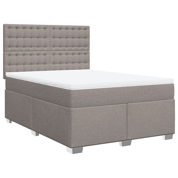 vidaXL Cama box spring con colch&oacute;n tela gris taupe 160x200 cm