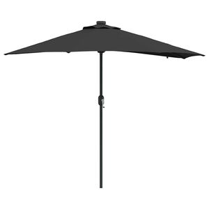 vidaXL Sombrilla de jard&iacute;n Negro 294 x 150 x 223 cm Poli&eacute;ster y Acero