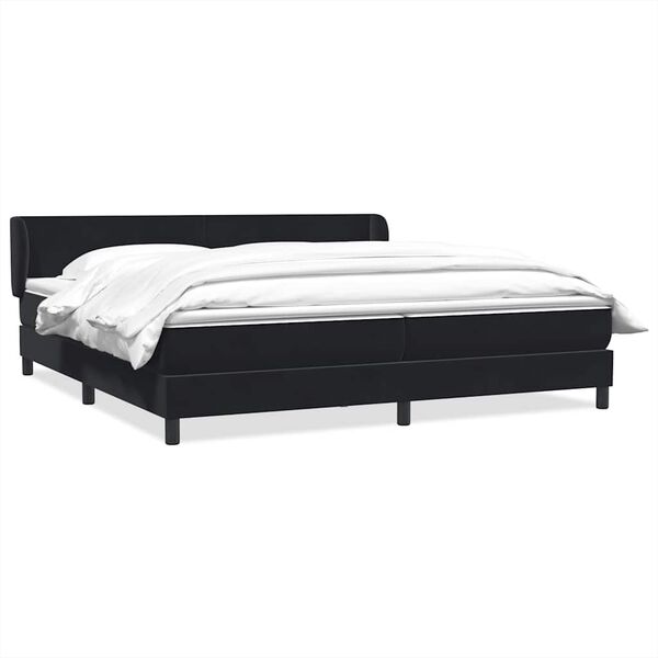 vidaXL Cama box spring con colchones terciopelo negro 200x210 cm