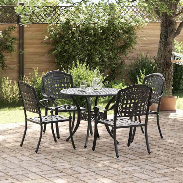 vidaXL Conjunto de Comedor de Jard&iacute;n 5 pcs Negro Aluminio