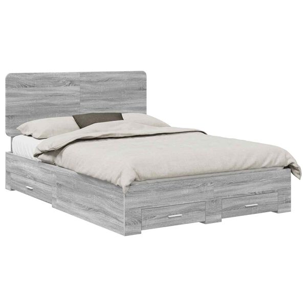 vidaXL Estructura de cama con cabecera Gris Sonoma 160 x 200 cm