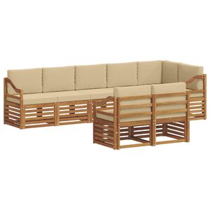 vidaXL Juegos de sof&aacute;s 8 pcs Natural y Beige Madera de Acacia S&oacute;lida