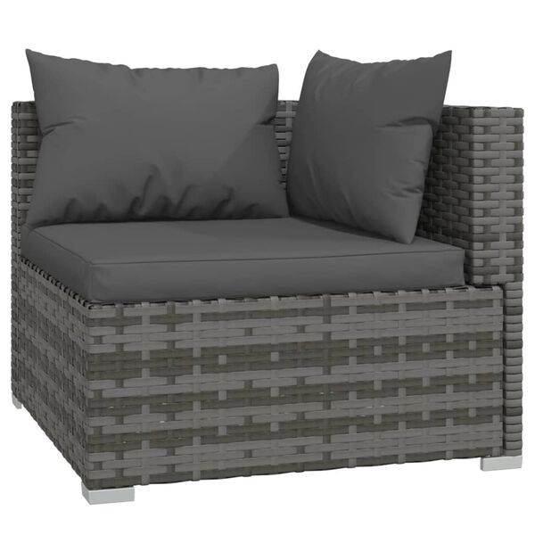vidaXL Set de muebles de jardín 9 pzas y cojines ratán sintético gris