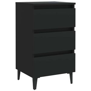 vidaXL Mesita de noche con patas de metal negro 40x35x69 cm