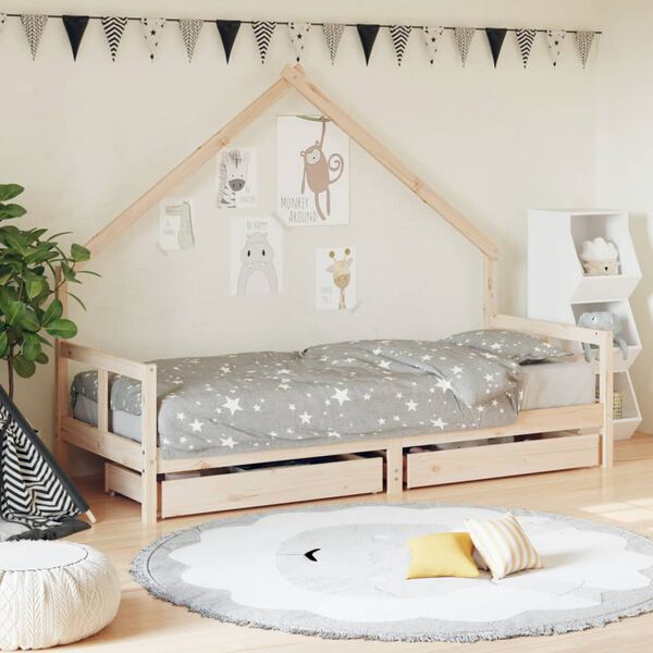 vidaXL Estructura de cama para ni&ntilde;os con cajones madera pino 80x200 cm