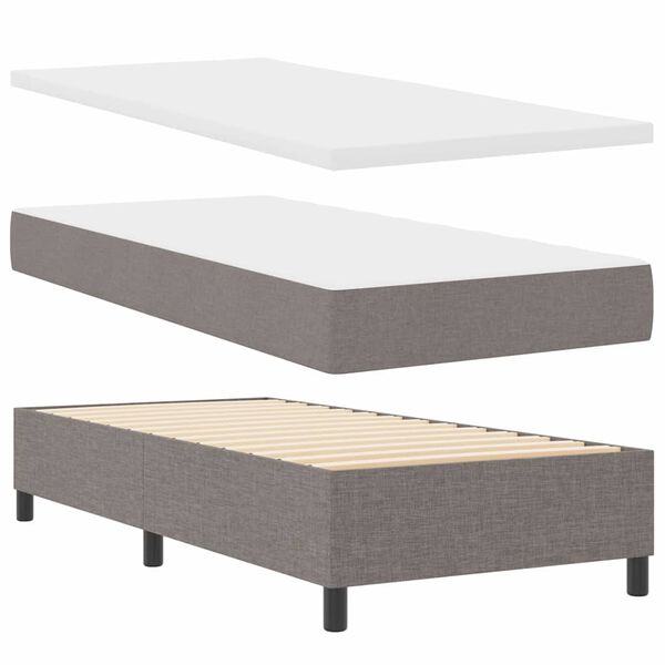 vidaXL Cama tipo Box Spring con colch&oacute;n Taup&eacute; 100 x 200 cm tela