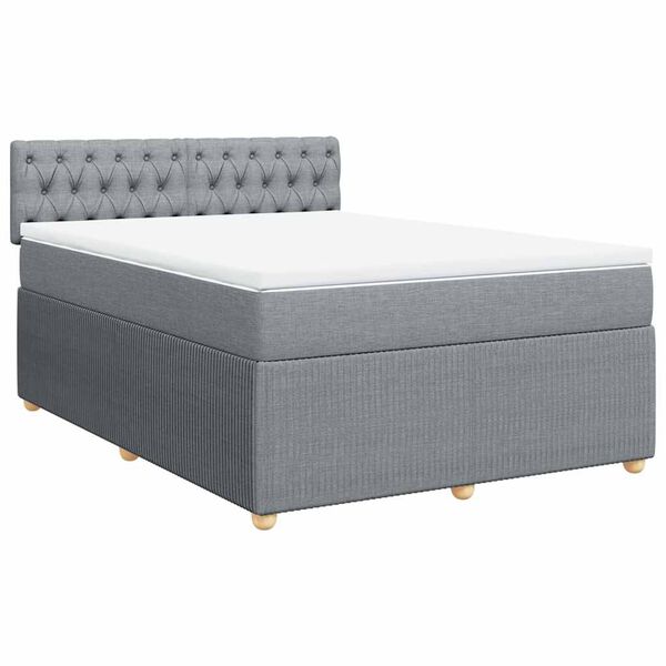 vidaXL Cama box spring con colch&oacute;n tela gris claro 140x200 cm