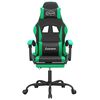vidaXL Silla gaming giratoria y reposapiés cuero sintético negro verde