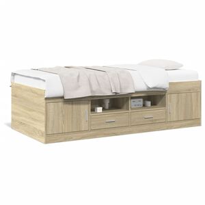 vidaXL Sof&aacute; cama con cajones sin colch&oacute;n roble Sonoma 90x200 cm