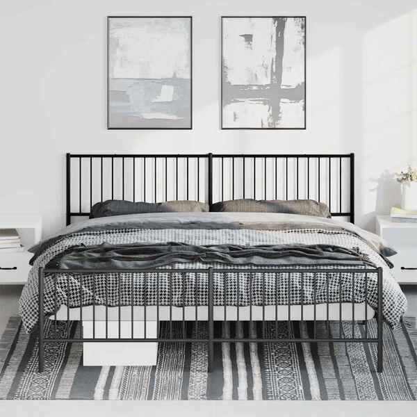 vidaXL Estructura cama sin colchón con estribo metal negro 193x203 cm
