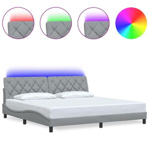 vidaXL Estructura de cama con LED sin colch&oacute;n gris claro 200x200 cm