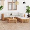 vidaXL Muebles de jard&iacute;n 6 piezas madera maciza teca con cojines crema