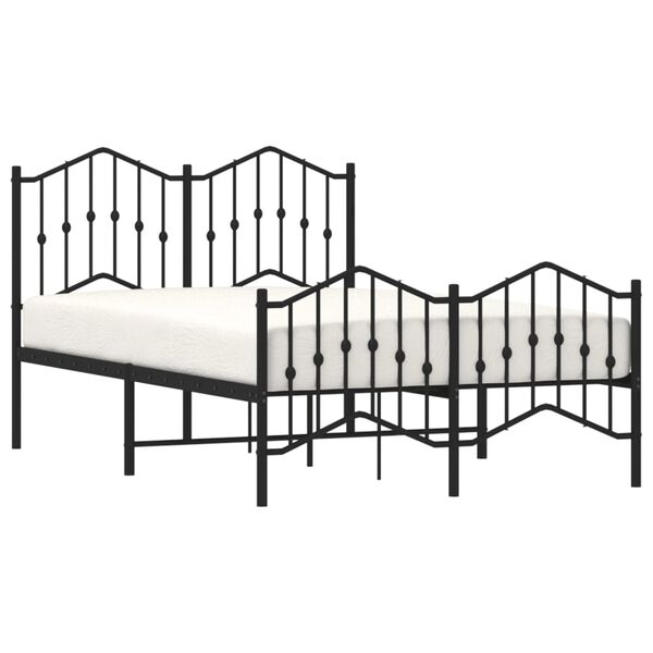 vidaXL Estructura cama sin colch&oacute;n con estribo metal negro 120x200 cm
