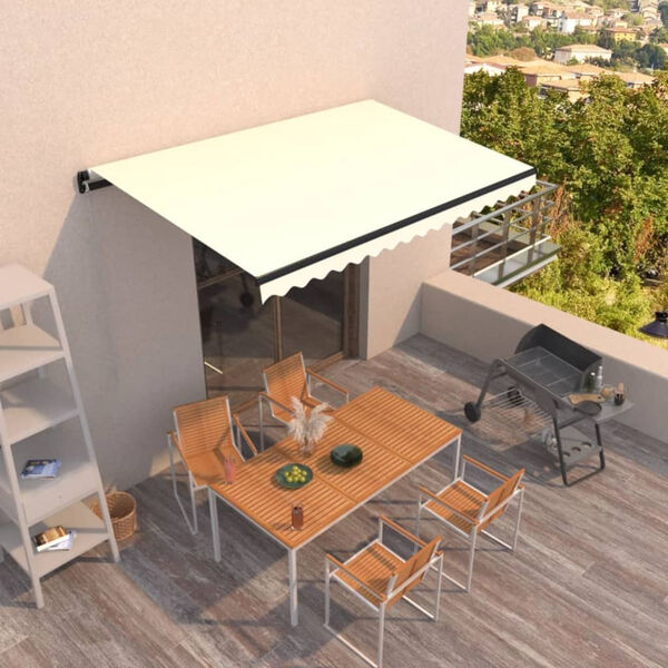 vidaXL Toldo retr&aacute;ctil manual crema 450x350 cm