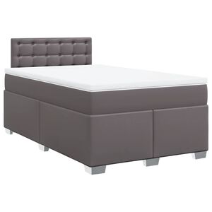 vidaXL Cama box spring con colch&oacute;n cuero sint&eacute;tico gris 120x190 cm