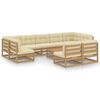 vidaXL Set de muebles de jard&iacute;n 10 pzs cojines madera pino marr&oacute;n miel