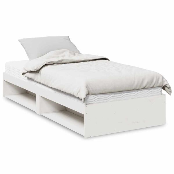 vidaXL Sof&aacute; cama con colch&oacute;n madera maciza de pino blanco 90x190 cm
