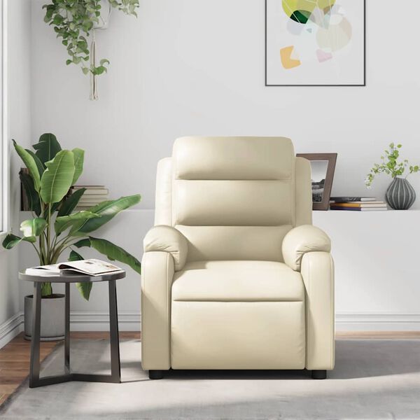 vidaXL Sill&oacute;n reclinable de masaje cuero sint&eacute;tico crema