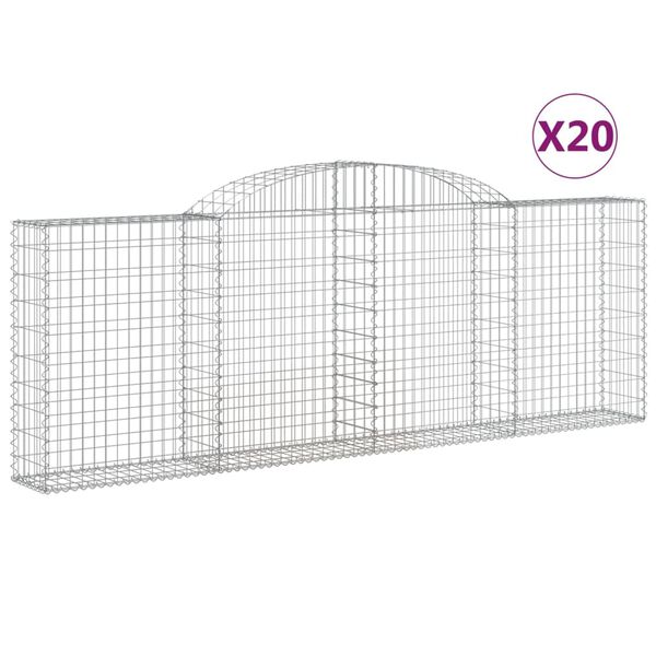 vidaXL Cestas de gaviones 20 uds forma arco hierro 300x30x100/120 cm