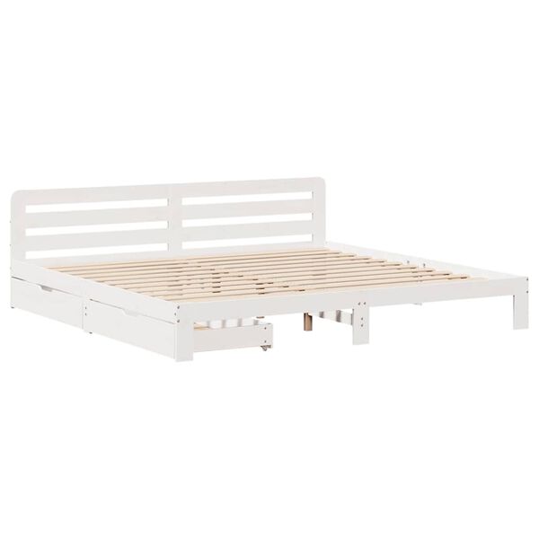 vidaXL Estructura de cama sin colch&oacute;n madera maciza blanca 200x200 cm