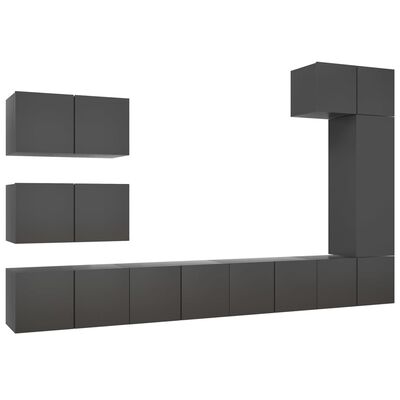 vidaXL Set de muebles de salón 8 piezas madera ingeniería gris