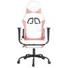 vidaXL Silla gaming masaje y reposapiés cuero sintético blanco y rosa