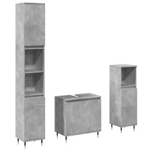 vidaXL Set muebles de ba&ntilde;o 2 piezas madera contrachapada gris hormig&oacute;n