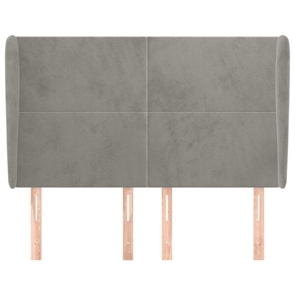 vidaXL Cabecero con orejas de terciopelo gris claro 147x23x118/128 cm