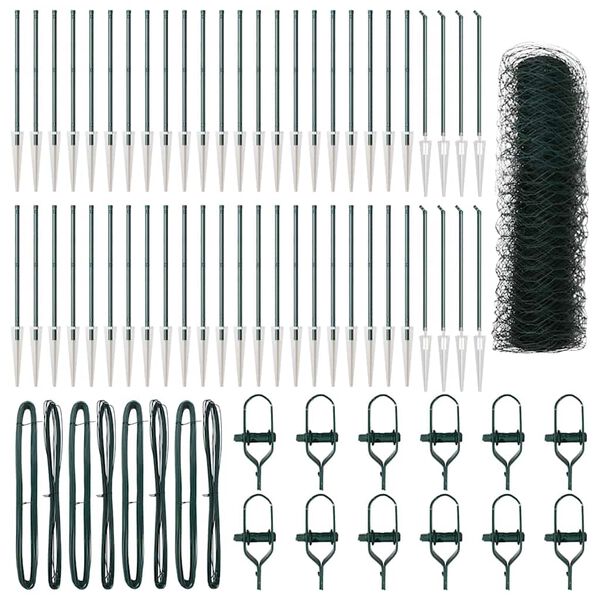 vidaXL Poste de Valla Verde 100 x 0,4 m (malla de 50 mm) Acero y PVC