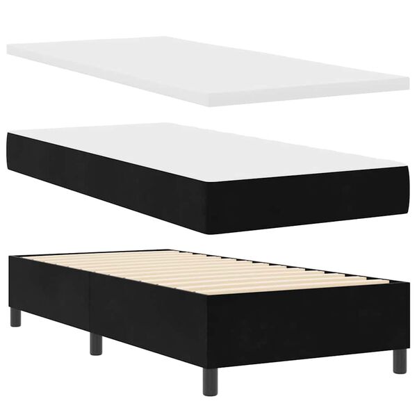vidaXL Cama tipo Box Spring con colch&oacute;n Negro 100 x 200 cm Terciopelo