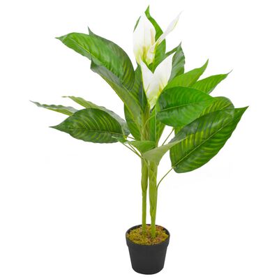 vidaXL Planta artificial Anthurium con macetero 90 cm blanca