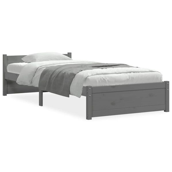vidaXL Estructura de cama individual sin colch&oacute;n madera gris 75x190 cm