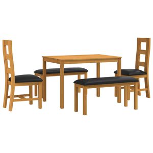 vidaXL Conjunto de comedor 5 uds. Negro Madera de Roble S&oacute;lido