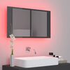 vidaXL Armario espejo de baño luz LED acrílico gris brillo 80x12x45 cm