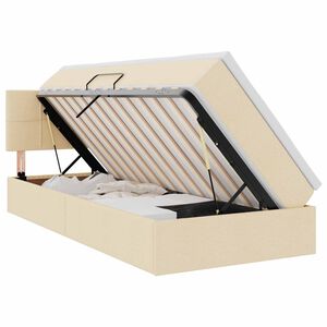 vidaXL Cama con almacenamiento y colch&oacute;n Crema 90 x 190 cm Terciopelo