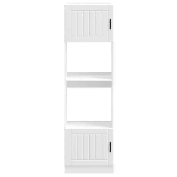 vidaXL Armarios para horno 2 unidades "Lucca" de madera de ingeniería blanca