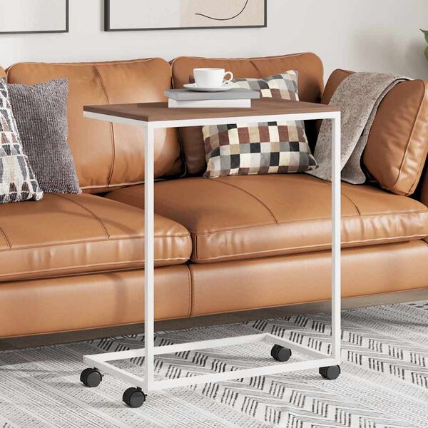 vidaXL Mesa auxiliar con ruedas de contrachapado blanco 55x35x70 cm