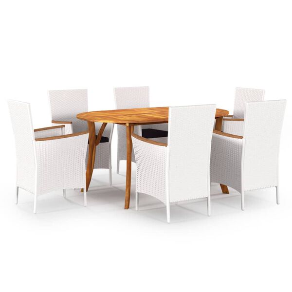 vidaXL Juego de comedor para jard&iacute;n de 7 piezas blanco