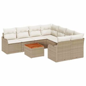 vidaXL Conjunto de sof&aacute;s de jard&iacute;n 9 pcs Beige y Crema rat&aacute;n sint&eacute;tico