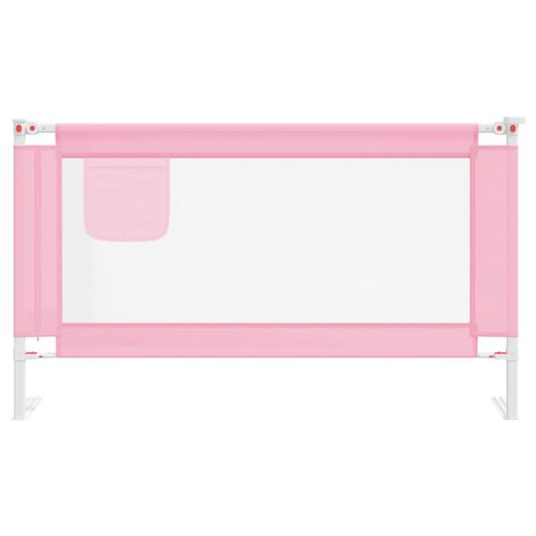 vidaXL Barandilla de seguridad cama de ni&ntilde;o rosa tela 140x25 cm