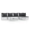 vidaXL Juego de muebles de jard&iacute;n 6 piezas y cojines acero blanco