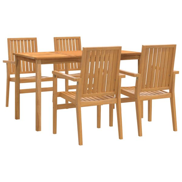 vidaXL Juego de comedor para jard&iacute;n 5 piezas madera maciza de teca