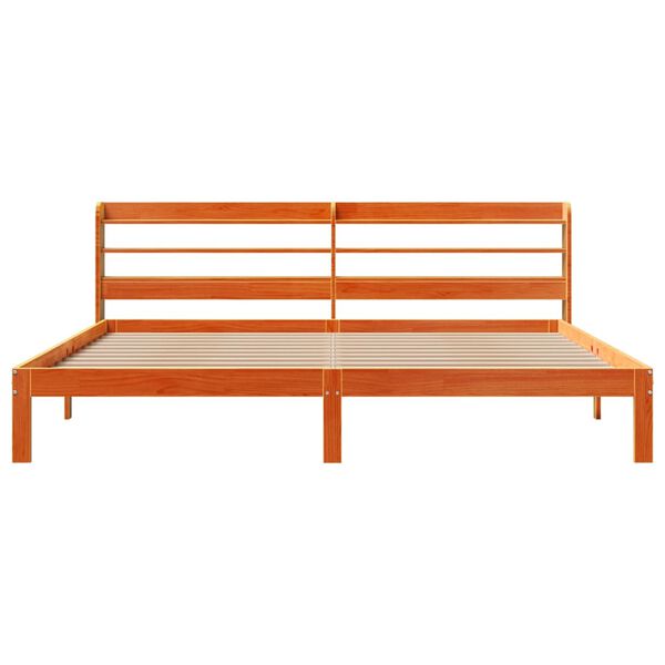 vidaXL Cama sin colch&oacute;n madera maciza de pino marr&oacute;n cera 180x200 cm