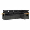 vidaXL Set de muebles de jard&iacute;n 5 pzas y cojines rat&aacute;n sint&eacute;tico negro