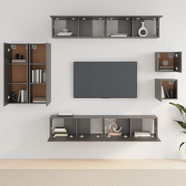 vidaXL Set de muebles para TV 8 piezas madera contrachapada negro